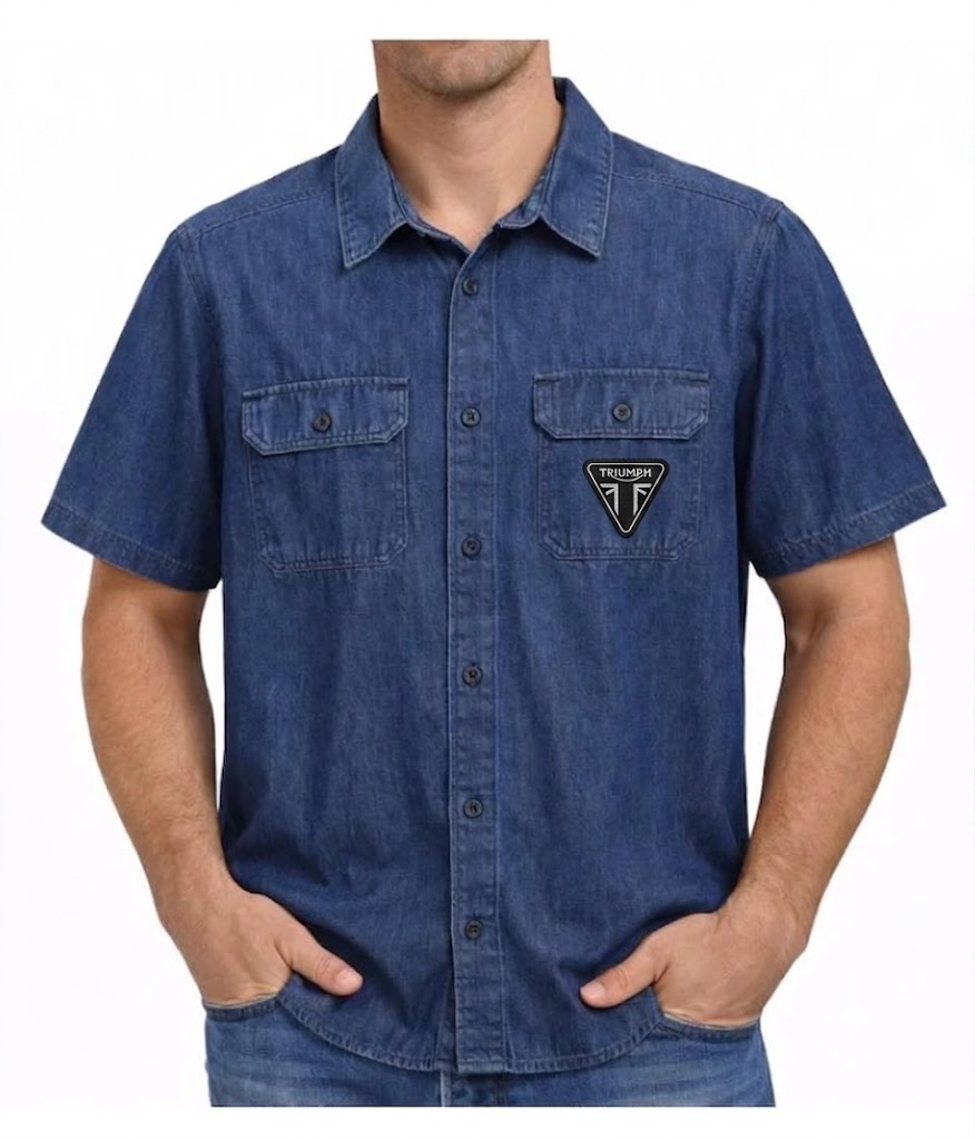Men's Short Sleeve Chambray Shirt, Blue