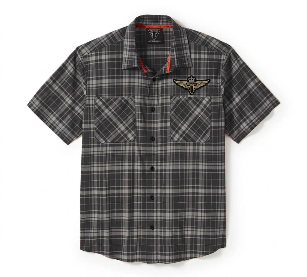 Men's TECH Coolmax Plaid Short Sleeve Shirt - Plaid - Ghost Gray & Asphalt