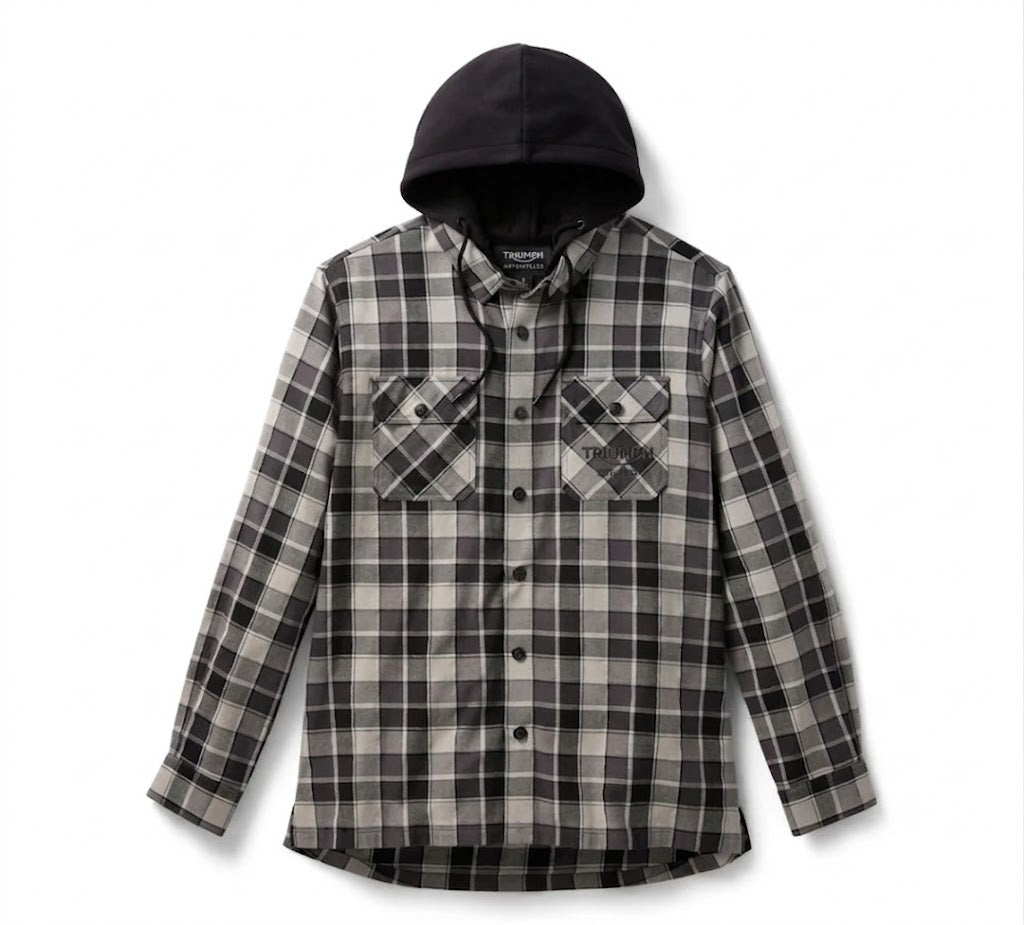 Men's Hooded Plaid Long Sleeve Shirt