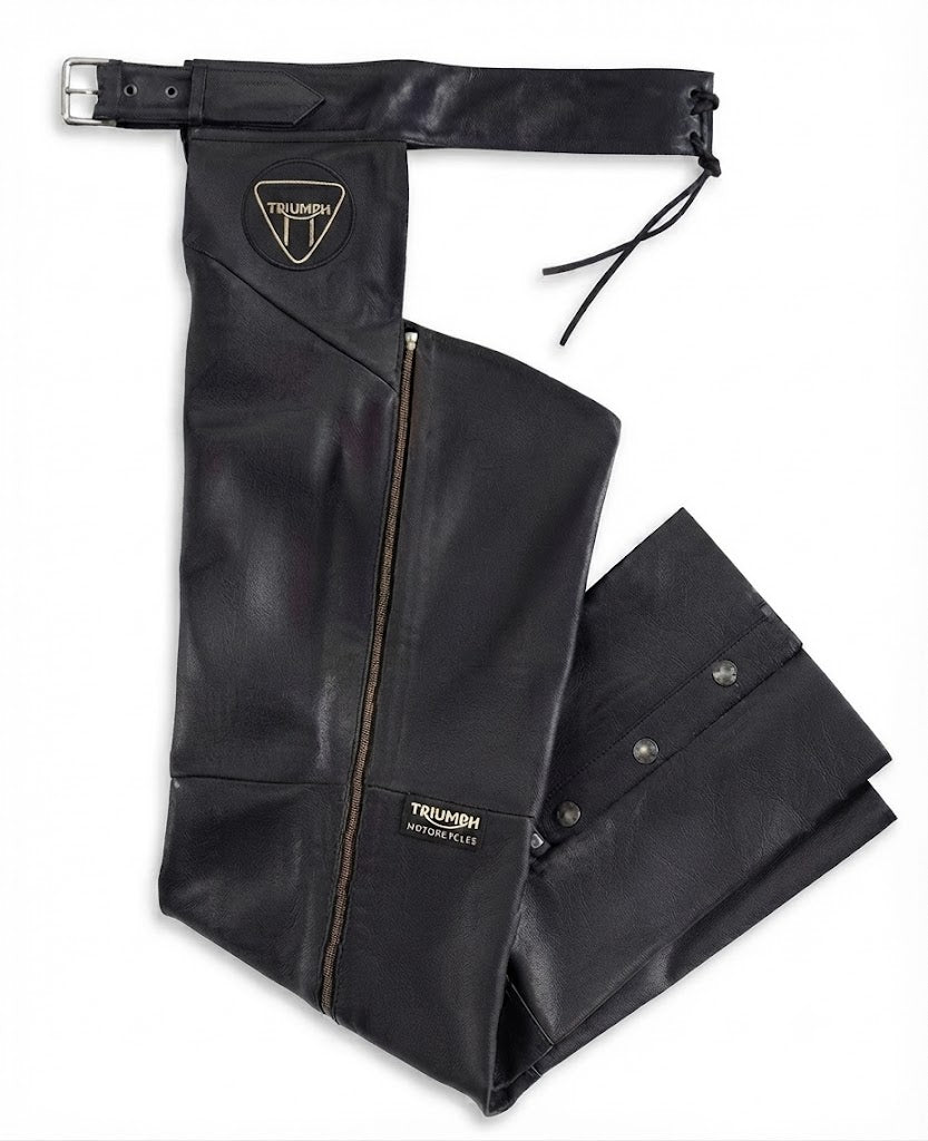 Men's Triumph Motorcycle Bar & Shield Stock Leather Chaps