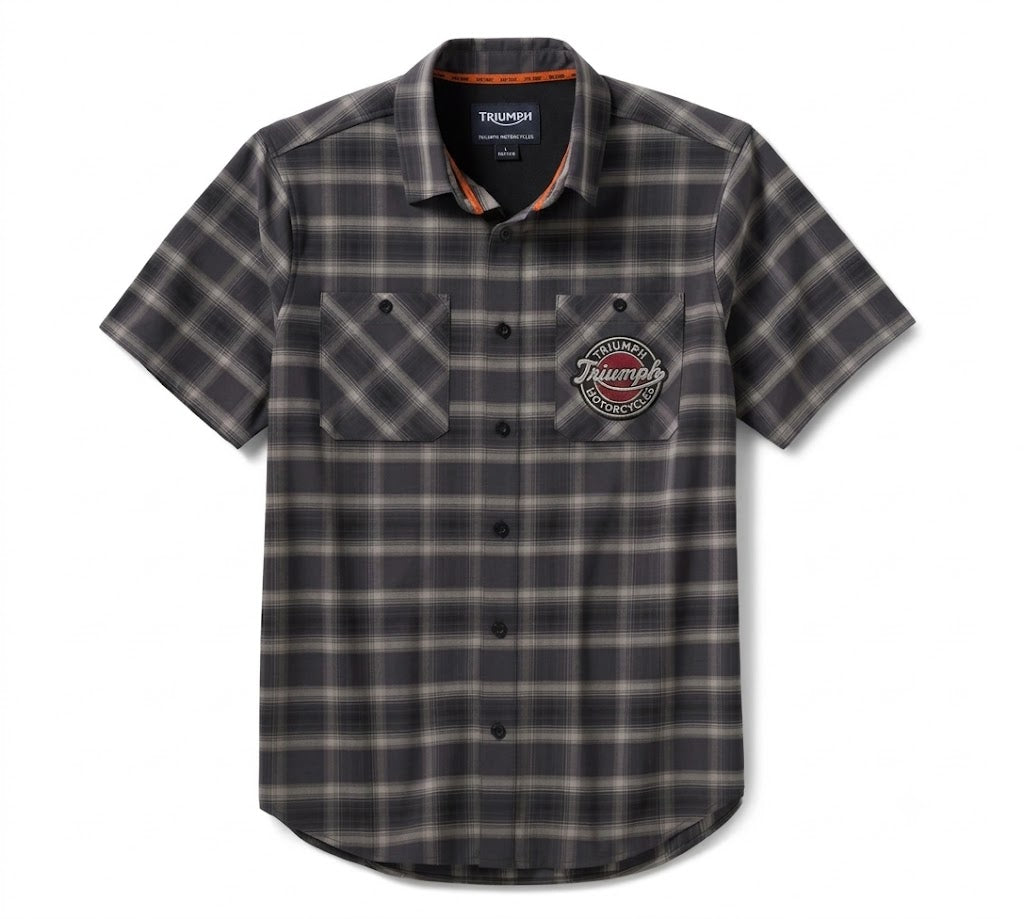 Men's TECH Vented Stretch Comfort Shirt - Plaid - Asphalt & Black
