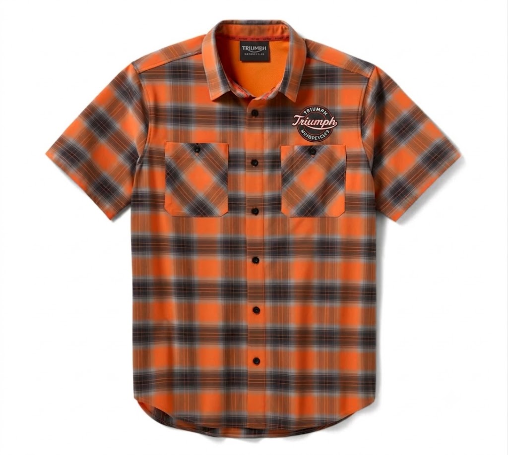 Men's TECH Vented Stretch Comfort Shirt - Plaid - Harley Orange & Black