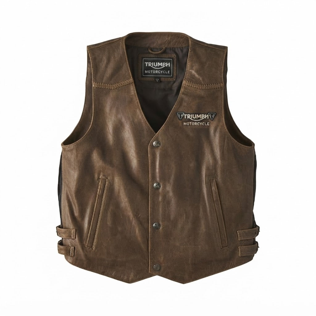 Men's Vintage Leather Vest, Brown