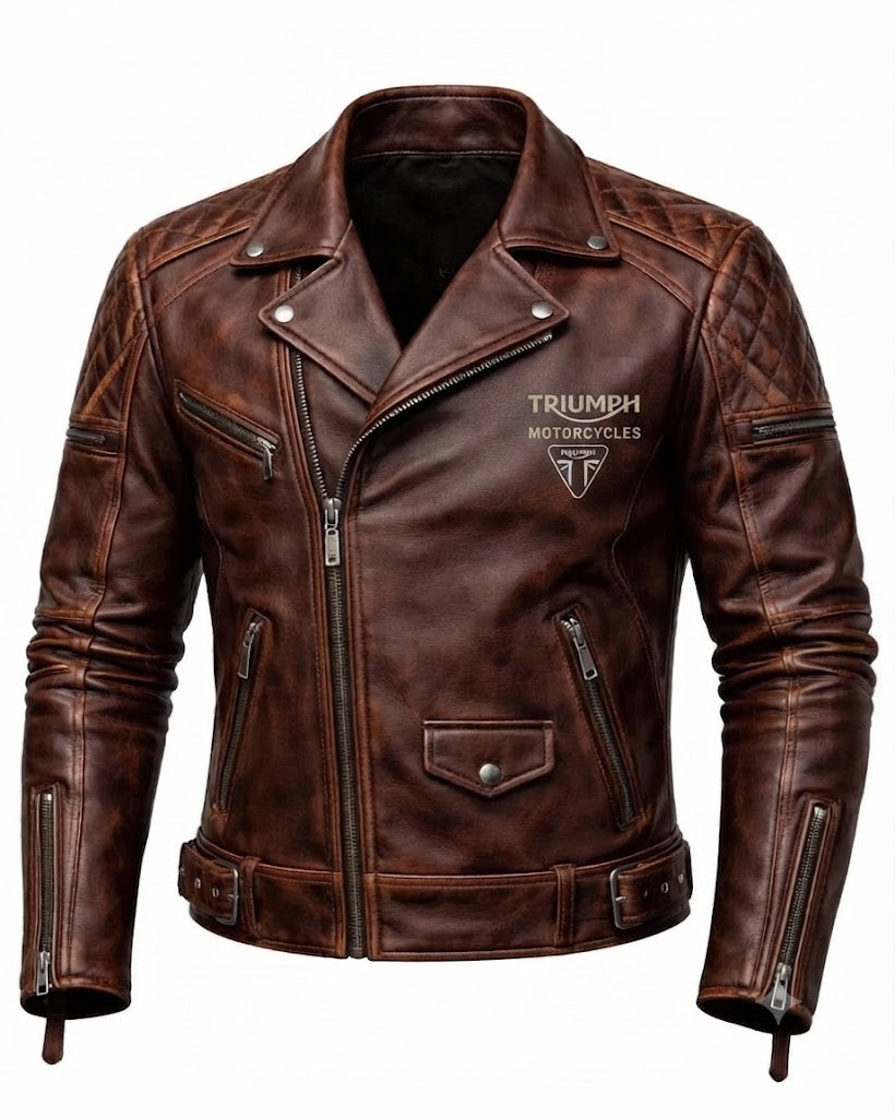 Men’s Triumph Motorcycle Bomber Icon Leather Jacket V.03