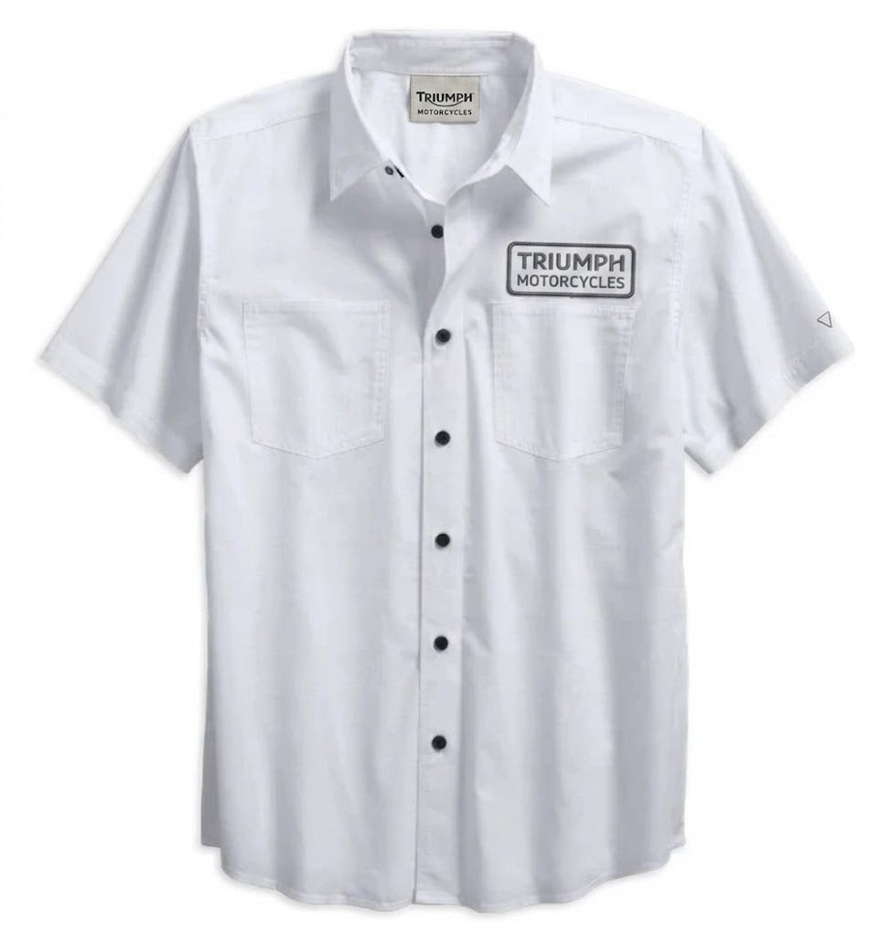 Triumph Men's Textured Dobby Print Logo Button Up Shirt