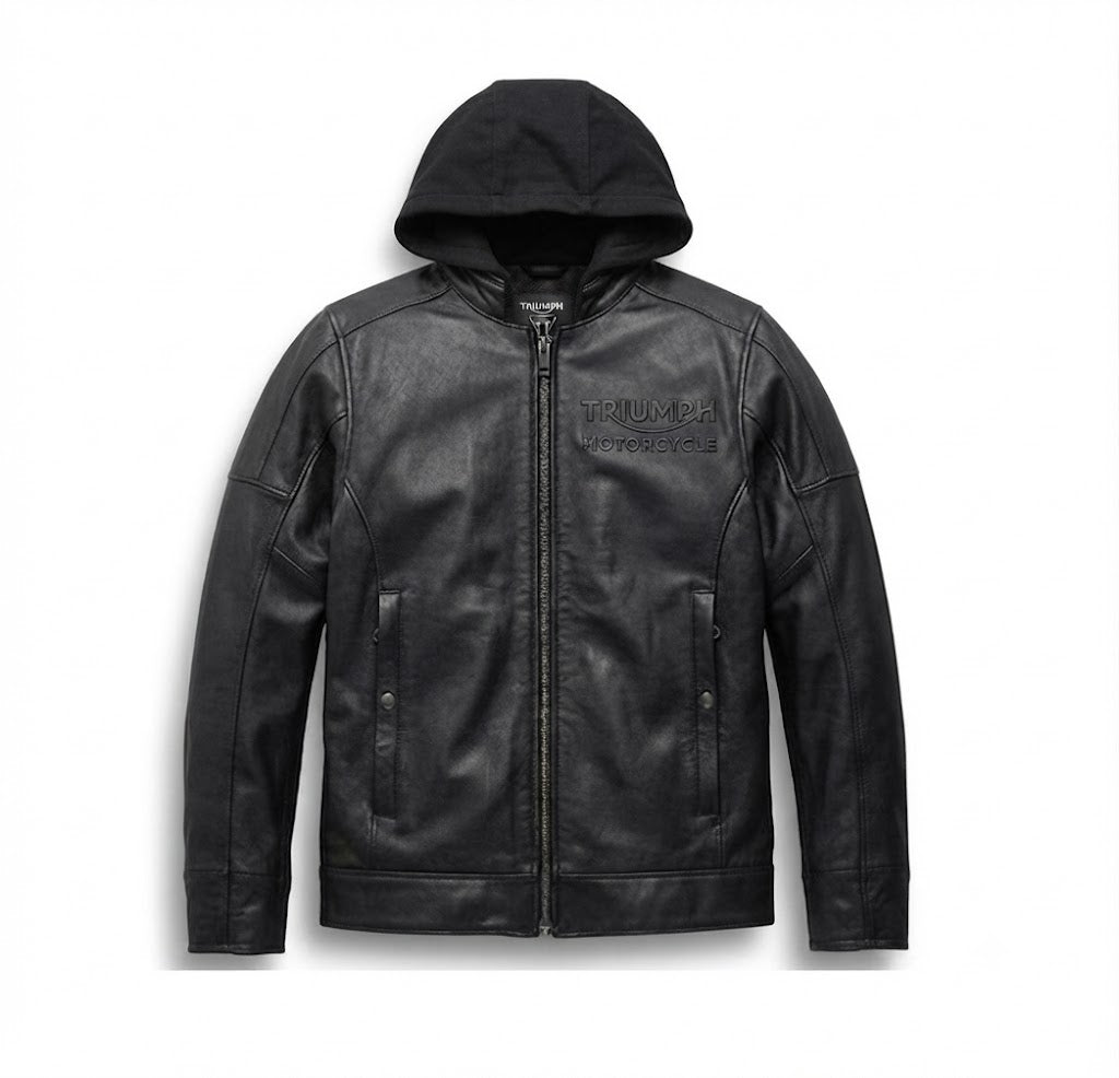 Men’s Triumph Motorcycle 2 IN 1 Cafe Racer With Removable Hoodie Jacket
