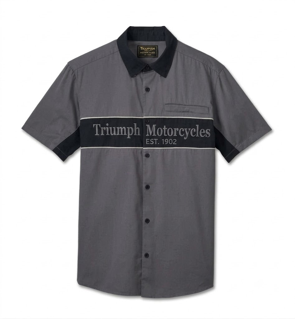 Men's Short Sleeve Button Shirt, The Mechanic - Gray