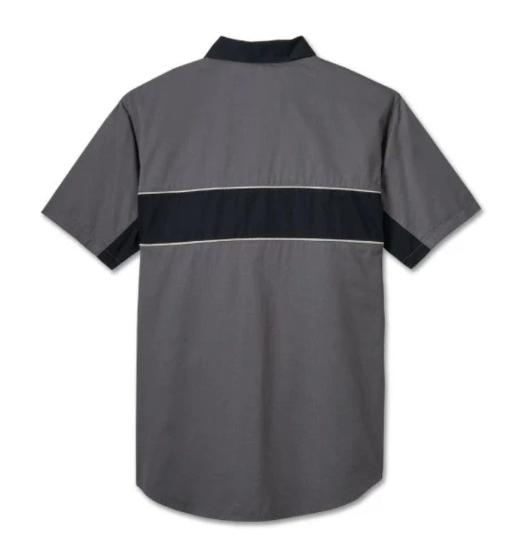 Men's Short Sleeve Button Shirt, The Mechanic - Gray