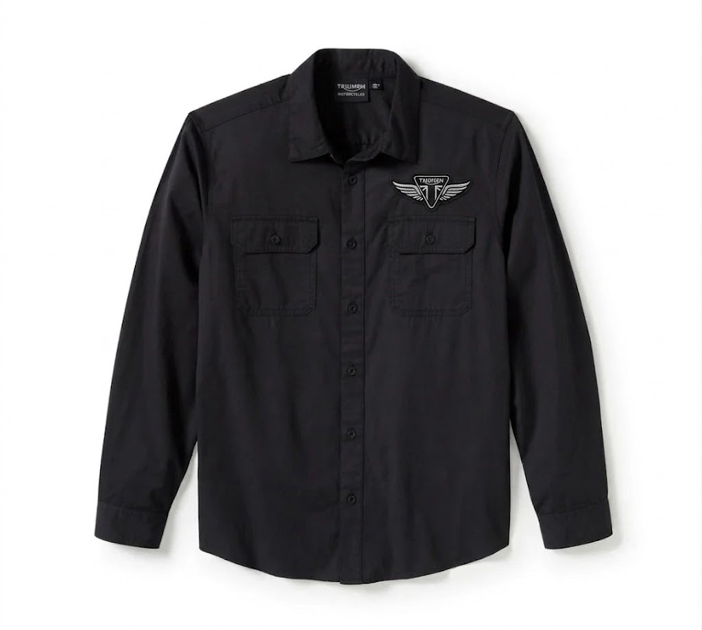 Men's Bar & Shield Solid Long Sleeve Shirt - Black