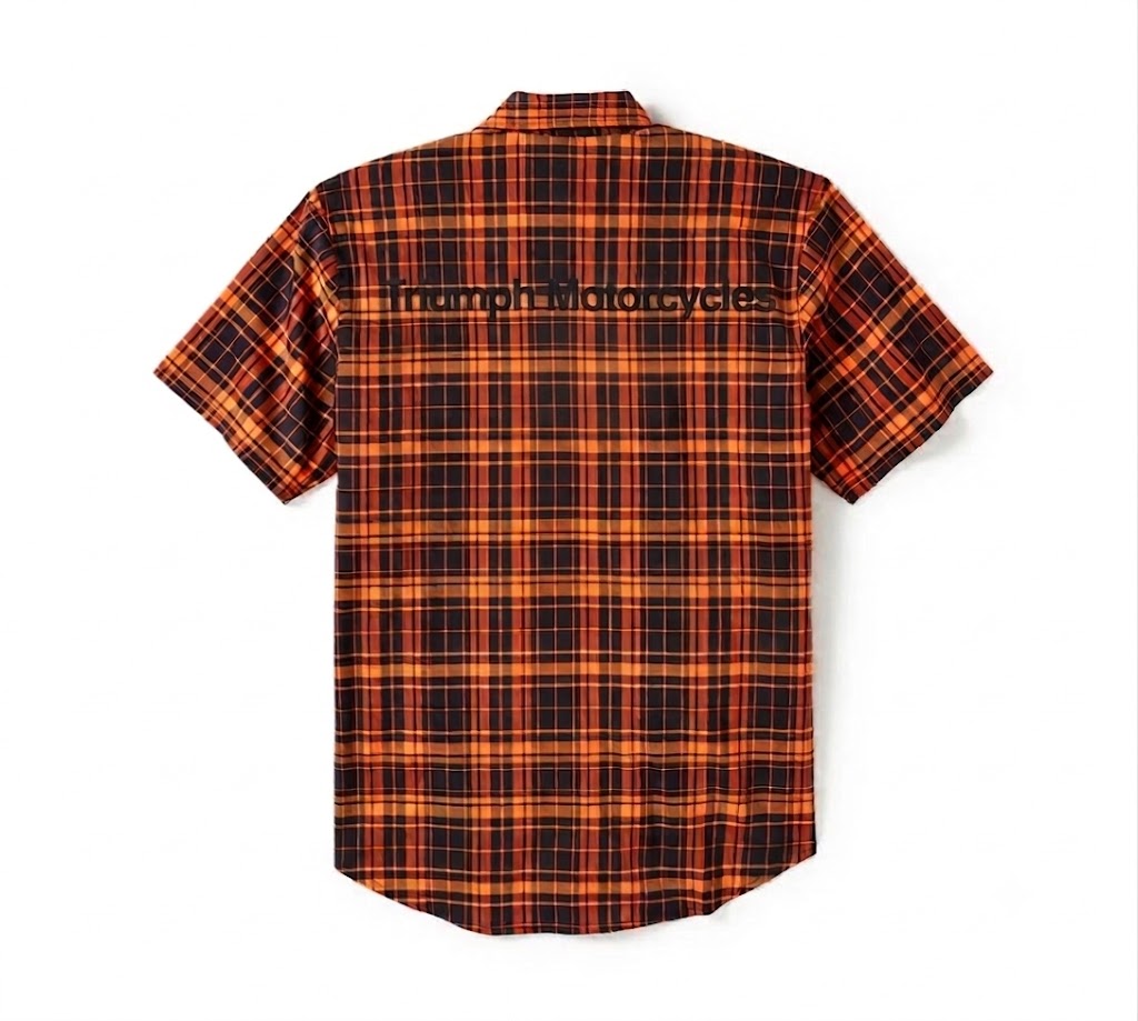 Men's TECH Coolmax Plaid Short Sleeve Shirt - Plaid - Black & Orange