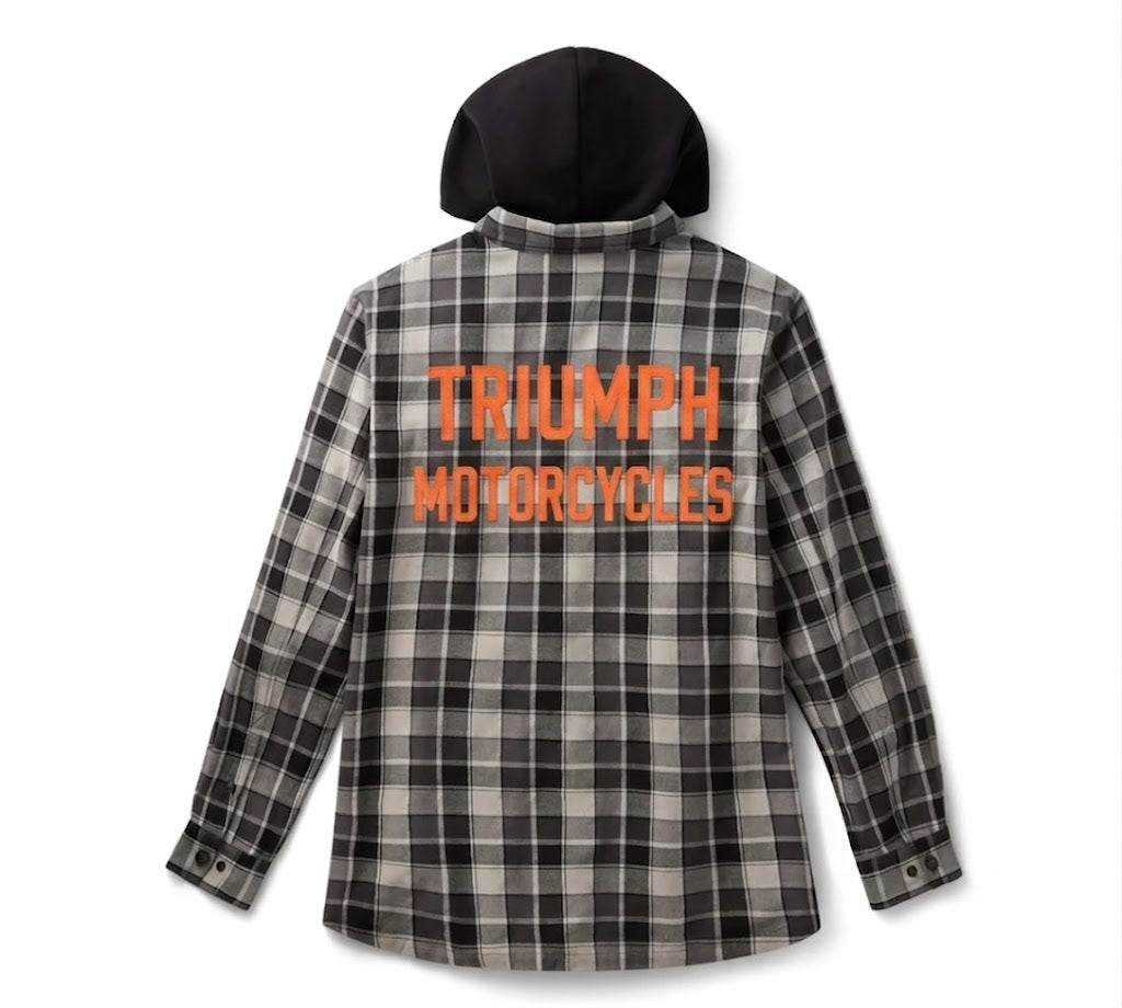 Men's Hooded Plaid Long Sleeve Shirt
