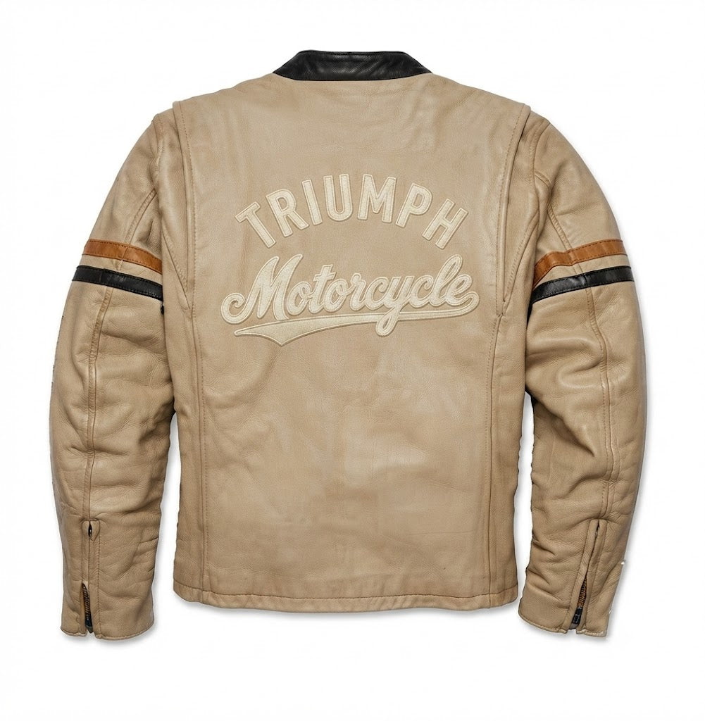 Men’s Triumph Motorcycle Mid-Weight Colorblocked Leather Jacket