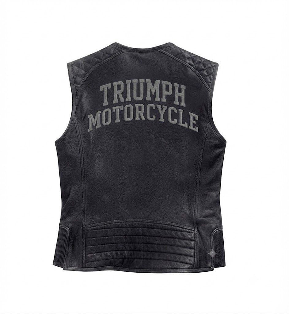 Triumph Motorcycle Men's Knuckle Distressed Leather Vest