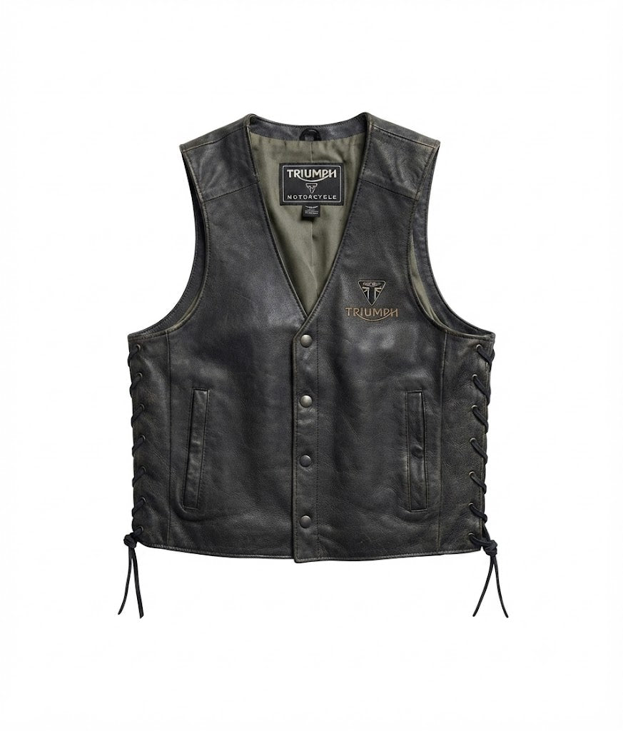 Triumph Motorcycle Men's Leather Vest v.02