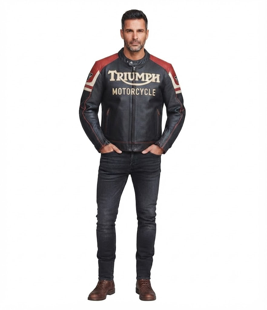 Men’s Triumph Motorcycle Cruiser Biker Riding Jacket