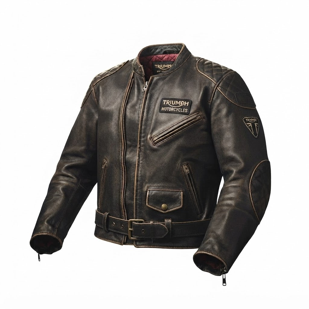 Men’s Triumph Motorcycle Vintage Distressed Leather Jacket