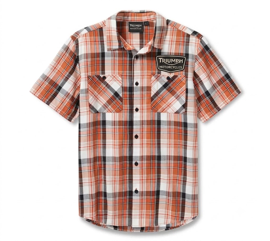 Men's Bar & Shield Plaid Shirt - VIntage Orange & Amber Brown