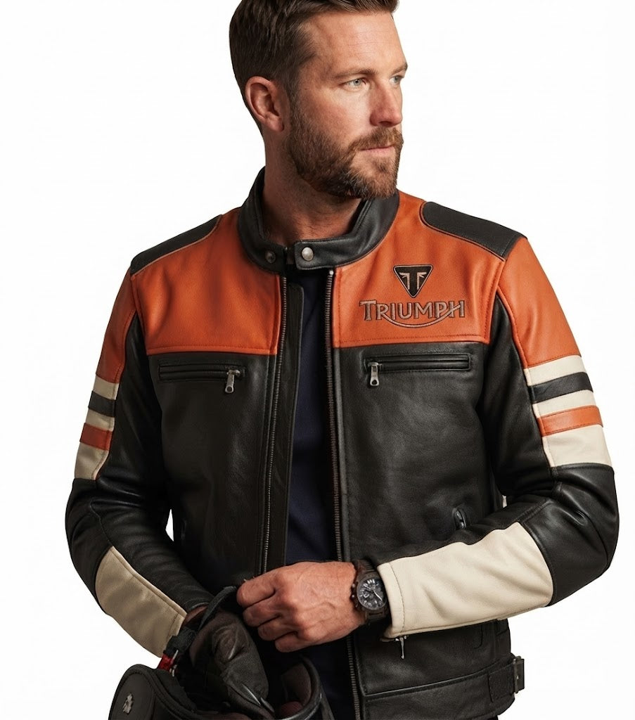 Men’s Triumph Motorcycle Bomber Icon Leather Jacket V.02