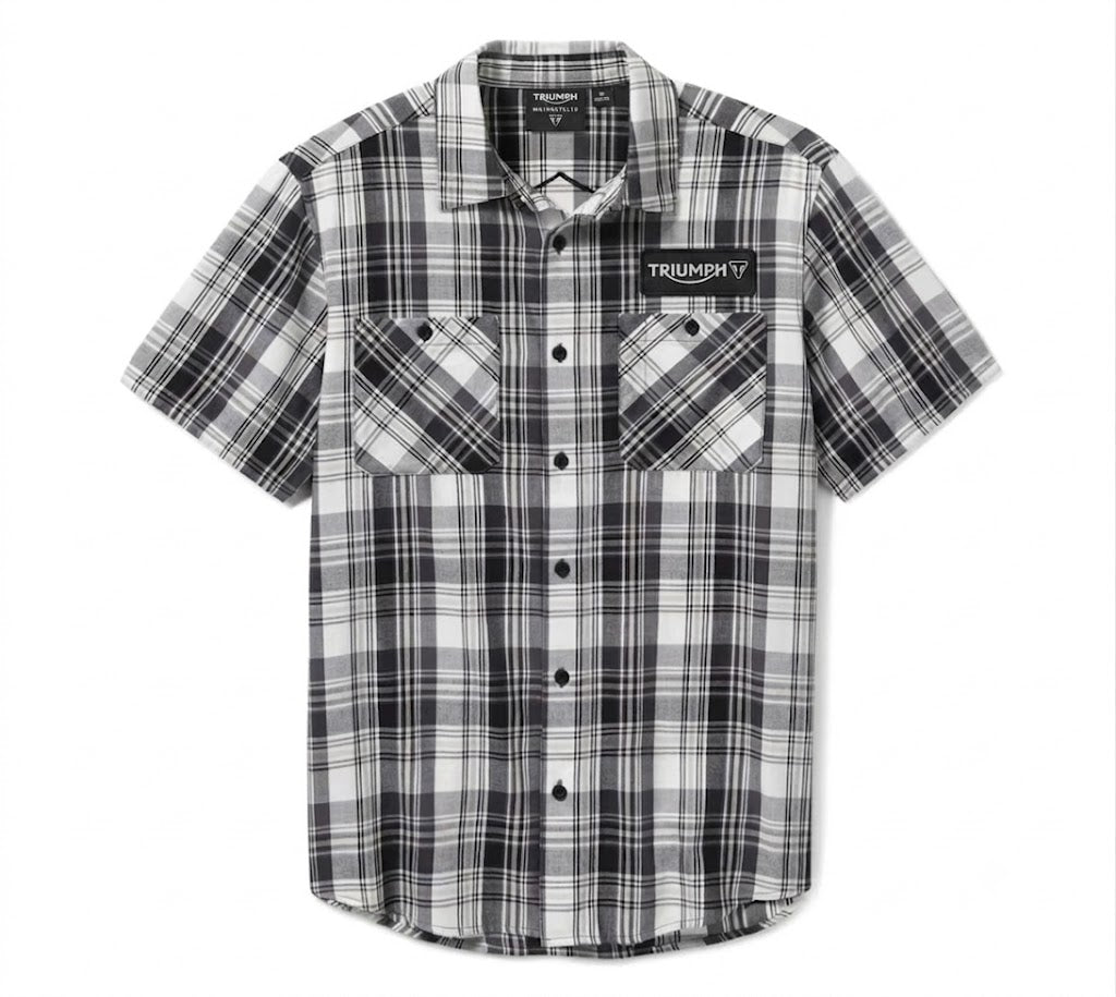 Men's Bar & Shield Plaid Shirt - Ghost Grey & Asphalt
