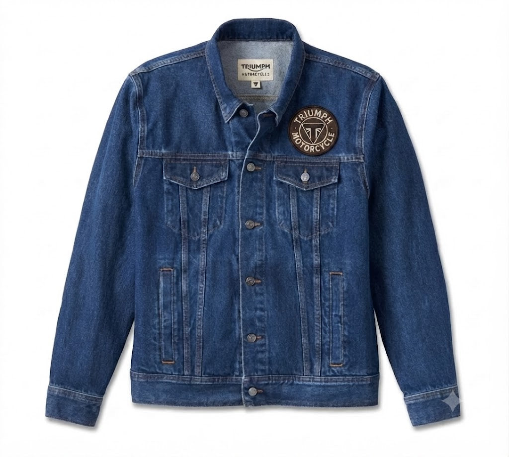 Men's Triumph Motorcycle Denim Jacket - Medium Wash Denim