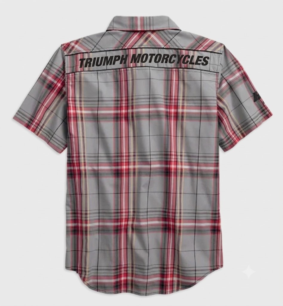 Triumph Men's Piping Accent B&S Logo Plaid Woven Shirt