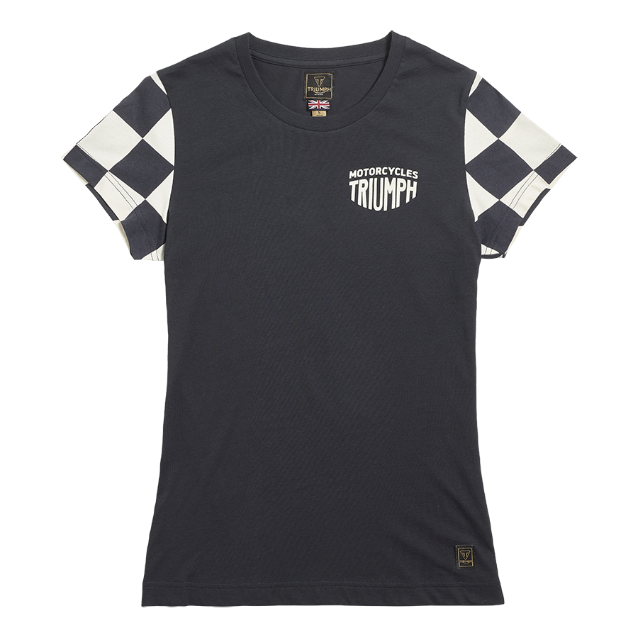 Marie Womens Checkerboard Sleeve Tee